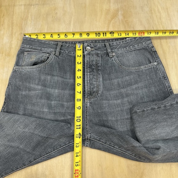 Brunello Cucinelli Jeans Mens 34x31 Leisure Fit Tapered Leg Selvedge Denim Gray - Picture 9 of 15